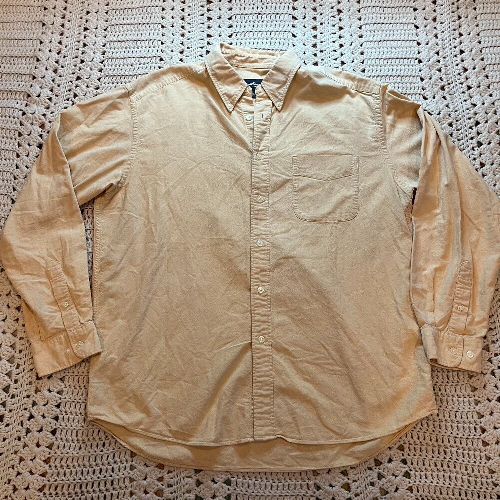 Eddie Bauer Yellow 100% Cotton Oxford Button Down Shirt Size Large